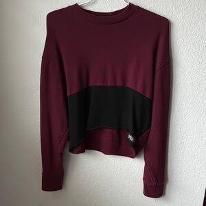 Women's Burgundy and Black Colorblock Top